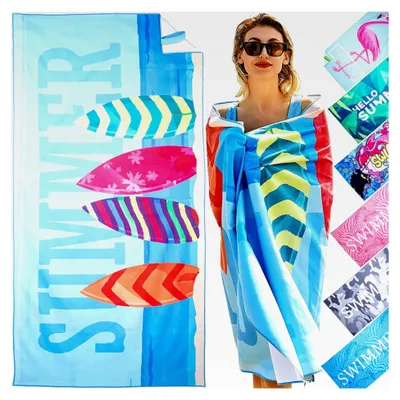 Produktbild von Großes Mikrofaser Strandtuch 180x90, sandabweisend und schnelltrocknend für Strand, Pool und Liegen