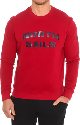 Image de Élégant sweat-shirt rouge pour homme avec col rond et design imprimé