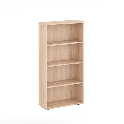 Produktbild von KOMTO Bücherregal  60 cm breit, Sonoma, Bücherregal mit 4 Ebenen und Höhenverstellbaren Böden, Standregal, Lagerregal, Bücherregal Lumo