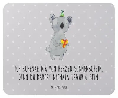 Produktbild von Mr. & Mrs. Panda Mousepad Koala Geschenk - Grau Pastell - Party, Mauspad, laptop, Mouse Pad, mousematte, Geburtstag, pc