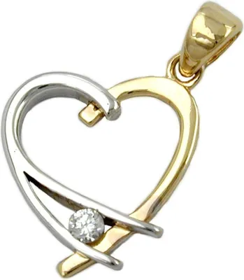 Produktbild von Anhänger 14x13mm Herz offen bicolor mit Zirkonia 9Kt GOLD