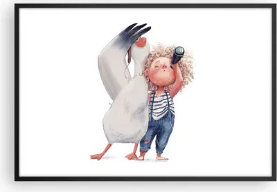 Produktbild von Gerahmtes Poster - Schwarzer Rahmen - Albatros Kind Bild - 91,5x61 cm - Wand Bild - Wanddeko - Wandbilder - Kunstposter - Wandposter - Bilderrahmen - Bilder - Kunstdruck - P2BAA91x61-4798