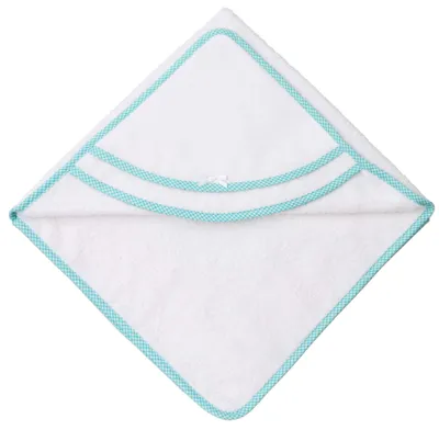 Immagine prodotto di Accappatoio a forma di triangolo per neonati, ideale per ricami, con cappuccio e decorazione a forma di cuore