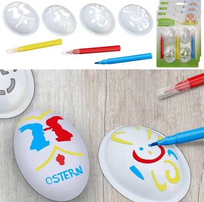 Produktbild von Ostereierschablonen 7 teilig 4er Set Schablonen Stifte Ostereier Malen Verzieren Scrapbooking Osterdekor