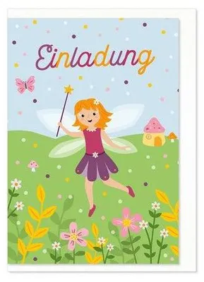 Produktbild von Einladungskarten für Kinder, 6 Stück, Feenmotiv