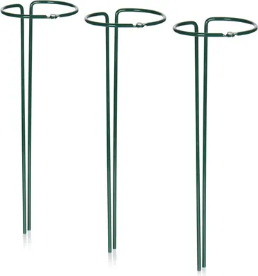 Produktbild von 3x Blumenhalter - Staudenhalter für Blumen (Höhe: 35 cm) - Pflanzenhalter als Blumenstütze, Rankhilfe, Rosenstütze, Stauden, Staudenring rund für Garten, Balkon, Terrasse