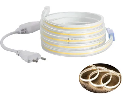Produktbild von 20 Meter, Neutralweiß 4000K COB LED Strip Streifen Set, IP20 Netzkabel ohne Schalter.(240LEDs/M, Teilmöglichkeit aller 10 cm)