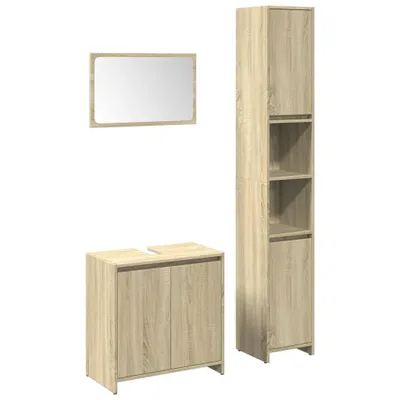 Produktbild von vidaXL 3-tlg. Badmöbel-Set Sonoma-Eiche Holzwerkstoff