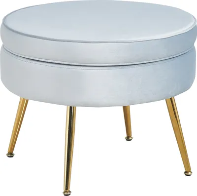Produktbild von SalesFever Sitzpouf | rund | Bezug Samt-Stoff | Gestell Metall goldfarben | B 52 x T 52 x H 41 cm | hellgrau