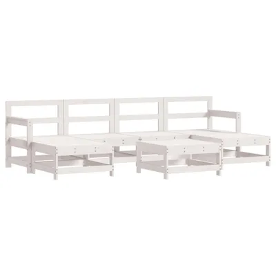 Produktbild von 7-tlg. Garten-Lounge-Set Weiß Massivholz Kiefer