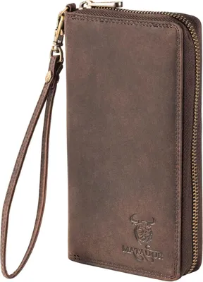 Produktbild von Damen Geldbörse Leder mit RFID-Schutz, Eleganter Geldbeutel mit vielen Kartenfächern, Luxus Portemonnaie, Handgefertigt, Geschenkbox für Frauen