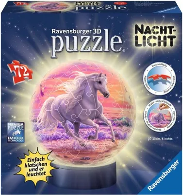Obrázok produktu pre Ravensburger Globe Puzzle - Kone na pláži, 72 dielikov, s LED diódou