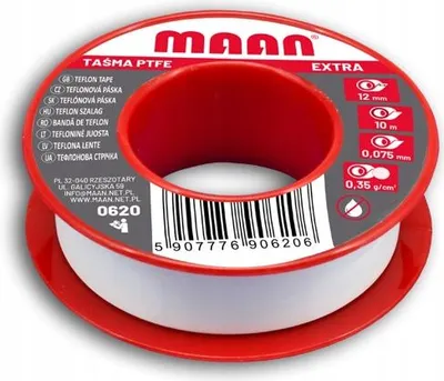 Zdjęcie produktu dla Taśma Uszczelniająca Ptfe 10 M X 12 Mm X 0,075 Mm