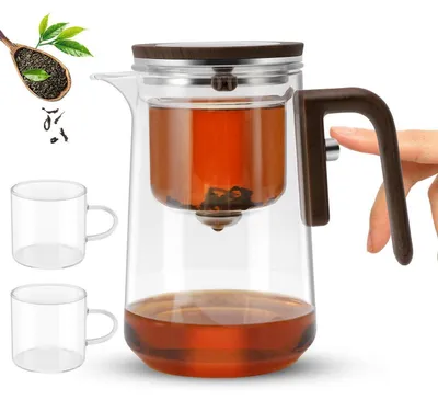 Obrázok produktu pre Sada čajovej kanvice zo skla (800 ml) s hrnčekmi, nálevkou a sitkom