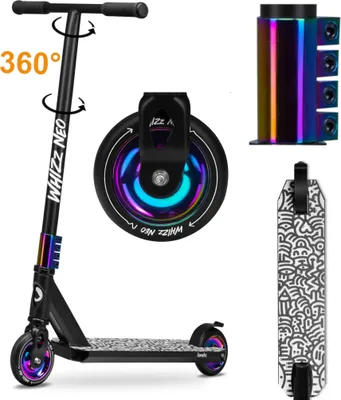 Produktbild von Lionelo® Stunt Scooter City Scooter Kickscooter Kids Scooter Pedal Scooter Fun Scooter ✔️aus extra silný eloxovaný hliník [ NEO BLACK ]