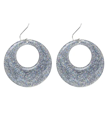 Produktbild von Holo DISCO Silber Glitzer Ohrringe 80er