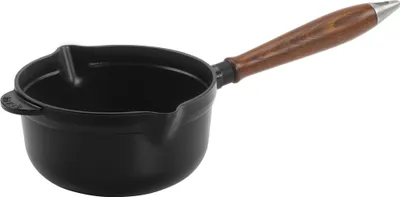 Obrázok produktu pre Staub Stieltopf mit Holzgriff, 18 cm | rund | Gusseisen | Schwarz
