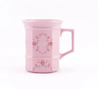 Produktbild von Becher quadratisch 0,25, rosa Porzellan, Blumen, Leander