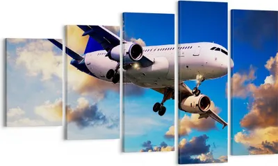 Produktbild von Bild auf Leinwand - Leinwandbild - Flugzeug Flug Reise Fahrzeug - 100x60cm - Wand Bild - Wanddeko - Leinwanddruck - Bilder - Kunstdruck - Wanddekoration - Leinwand bilder - Wandkunst - EG100x60-2445