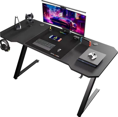 Produktbild von GTPLAYER 120 x 60cm Gaming Tisch, Gaming Schreibtisch mit Mauspad, PC Tisch Gamer Tisch Computertisch mit Kopfhörerhaken Schwarz
