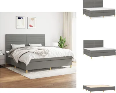 Obrázok produktu pre vidaXL Box spring posteľ s matracom tmavosivá 200x200 cm látka - Postele a rámy postelí