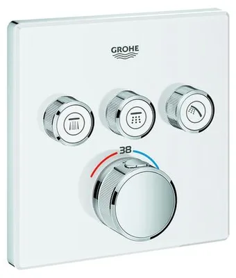 Immagine prodotto di Grohe Grohtherm Thermostat Grohtherm SmartControl avec trois vannes d'arrêt, rose murale blanc lune, 29157LS0, 29157LS0