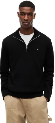 Image de Pull Tommy Jeans pour homme, fermeture éclair, couleur noire, col montant