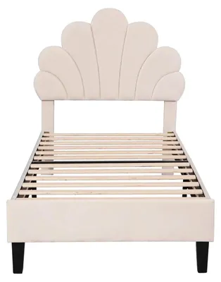 Image de Lit d'enfant, design élégant, structure robuste, beige, 90 × 200 cm-a