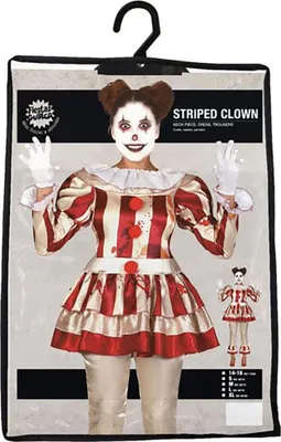 Obrázok produktu pre Klaun Halloween Kostým pre dospelých Horor Klaun Strašidelný vzhľad Karneval Party Krvavé strašidelné hororové predstavenia Maškarný cirkus, Veľkosť: 36 - 38 (S) Farba: béžová