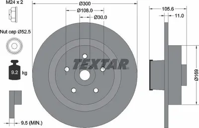 Produktbild von 2x TEXTAR Bremsscheibe 92252903 für RENAULT Clio III Schrägheck (BR0/1 CR0/1)