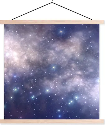 Produktbild von MuchoWow® Textilposter Eine Illustration von Tausenden von Sternen in der Milchstraße 60x60 cm mit holzfarbenen Rahmen - Wanddekoration