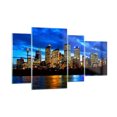 Produktbild von Bilder auf glas - Australien Nacht Stadt Wolkenkratzer - 120x70cm - Glasbilder - Wandbilder - Kunstdruck - Wanddekoration aus Glas - Glas Bilder - Wandbild auf Glas - GDL120x70-1150