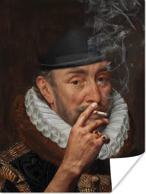 Produktbild von MuchoWow® Poster Wilhelm von Oranien - Adriaen Thomasz - Zigaretten 120x160 cm - Wandbilder
