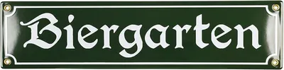 Produktbild von Biergarten Schild - 10x40 cm - Keramik Emaille - Wetterfest - Oktoberfest Schild - Deko Blechschild - Emailschild - GRÜN