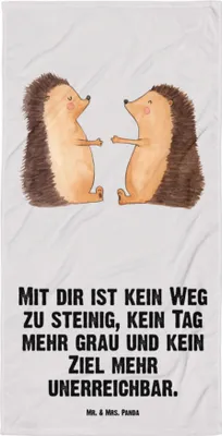 Produktbild von Mr. & Mrs. Panda Frotteehandtuch Igel Liebe - Grau Pastell - Geschenk, Frottee-Handtuch, Freundin, Strandtuch, Handtuch, Badehandtuch, Verheiratet, Großes, Reisehandtuch