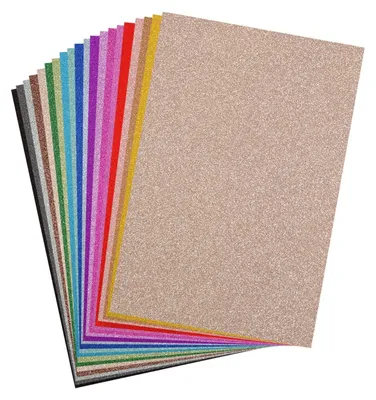 Glitterkarton A4, 40 Blatt, 250 g/m², mehrfarbig, Bastelpapier
