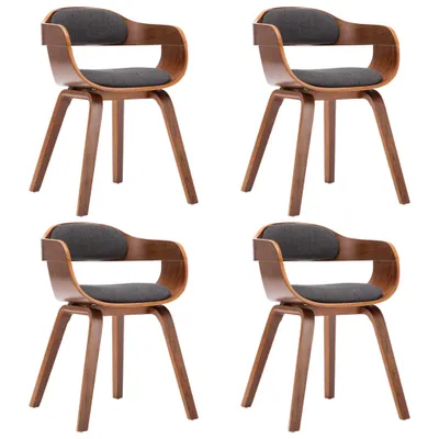 Image de vidaXL Chaises de salle à manger 4 pcs. Gris foncé Tissu et bois courbé