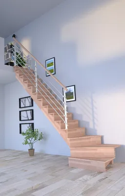 Produktbild von Holztreppe Lindos (Buche) in  1/4 gewendelter Ausführung links-80 cm-Design Geländer Edelstahl-mit Setzstufen