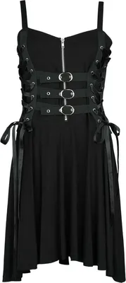 Produktbild von Gothicana by EMP Damen schwarzes Kleid verstellbaren Schnallen und Schnürungen S