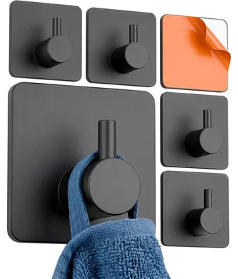 Produktbild von Minismus Set von 6 selbstklebenden Wandhaken aus Edelstahl relaxdays wandpaneele