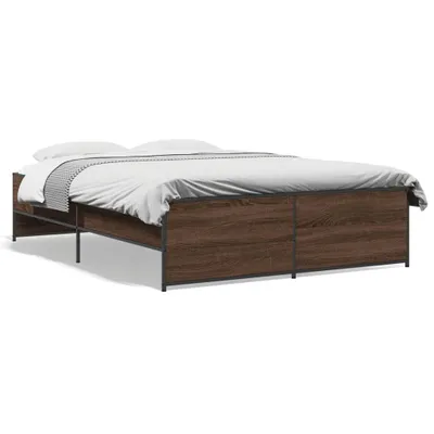 Produktbild von vidaXL Bettgestell Braun Eichen-Optik 120x190 cm Holzwerkstoff Metall