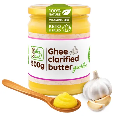 Produktbild von PALCE LIZAĆ Ghee Butter Knoblauch 500 g Geklärte | Ayurveda, Laktosefrei, Glutenfrei | Butterreinfett, nur aus der Milch von Weidekühen, Keto
