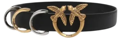 Produktbild von Pinko - "Cobain" Taillengürtel für Damen, Narbiges Leder NA1337 (XS) (Schwarz)