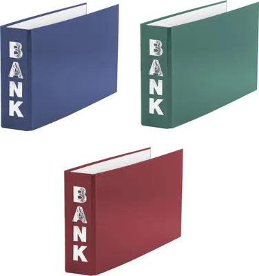 Produktbild von 3 Bankordner / 140x250mm / für Kontoauszüge / Farbe: je 1x rot, blau, grün
