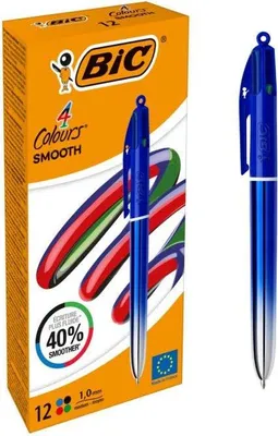 Produktbild von BIC Colors Smooth, Clip, Kugelschreiber mit Druckeinzugsmechanik, Schwarz, Blau, Grün, Rot, 12 Stück(e), Medium