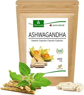 Obrázek produktu pro MoriVeda® Ashwagandha kapsle 600 mg, 100% přírodní, veganské (1x120 kapslí)