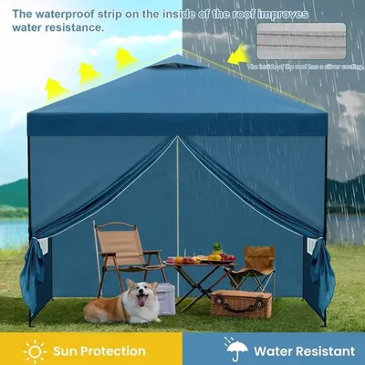 Immagine prodotto di Tenda pieghevole con pareti laterali - Tenda da festa 3 x 3 metri - Impermeabile e con protezione UV - Blu