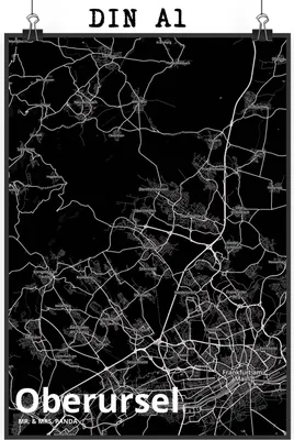 Produktbild von Mr. & Mrs. Panda Bild Oberursel DIN A1 - Geschenk, wandkunst, Stadt Dorf Karte Landkarte Map Stadtplan, Plakat, wanddeko, Kunstdruck, Wandbild