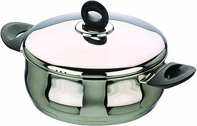 Produktbild von Langsam kochendes Edelstahl-Kochtopf in Zinken - 28 cm - 6,5 Liter - Silber schwarz