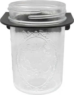 Produktbild von Natural Goods Berlin BECHER FLOAT, Design Zahnputzbecher aus Glas mit Wandhalterung aus Stahl, Teelicht-, Kerzenhalter oder Halterung für Dekoration, Schwarz, 1 Stück